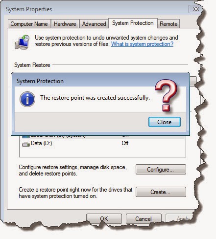 create system restore windows 7