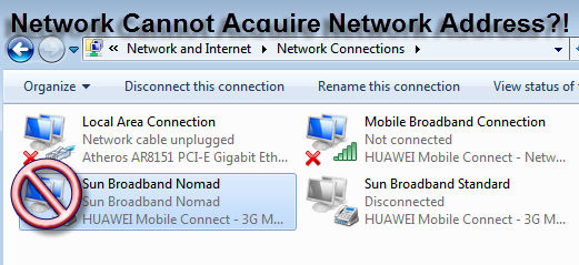Network Cannot Acquire Address Solved