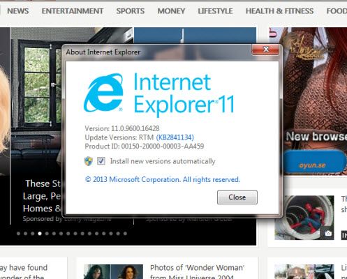 internet explorer 11 latest version number