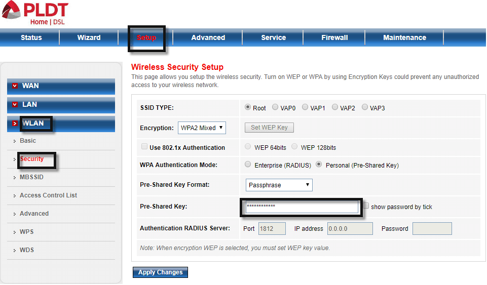 how to change password of the wifi router