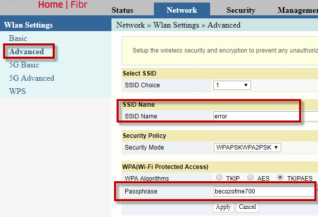 change PLDT Home Fibr WiFi name and password