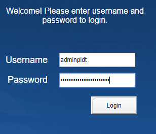 RP2613 PLDT Fibr login credentials
